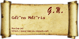 Güns Mária névjegykártya